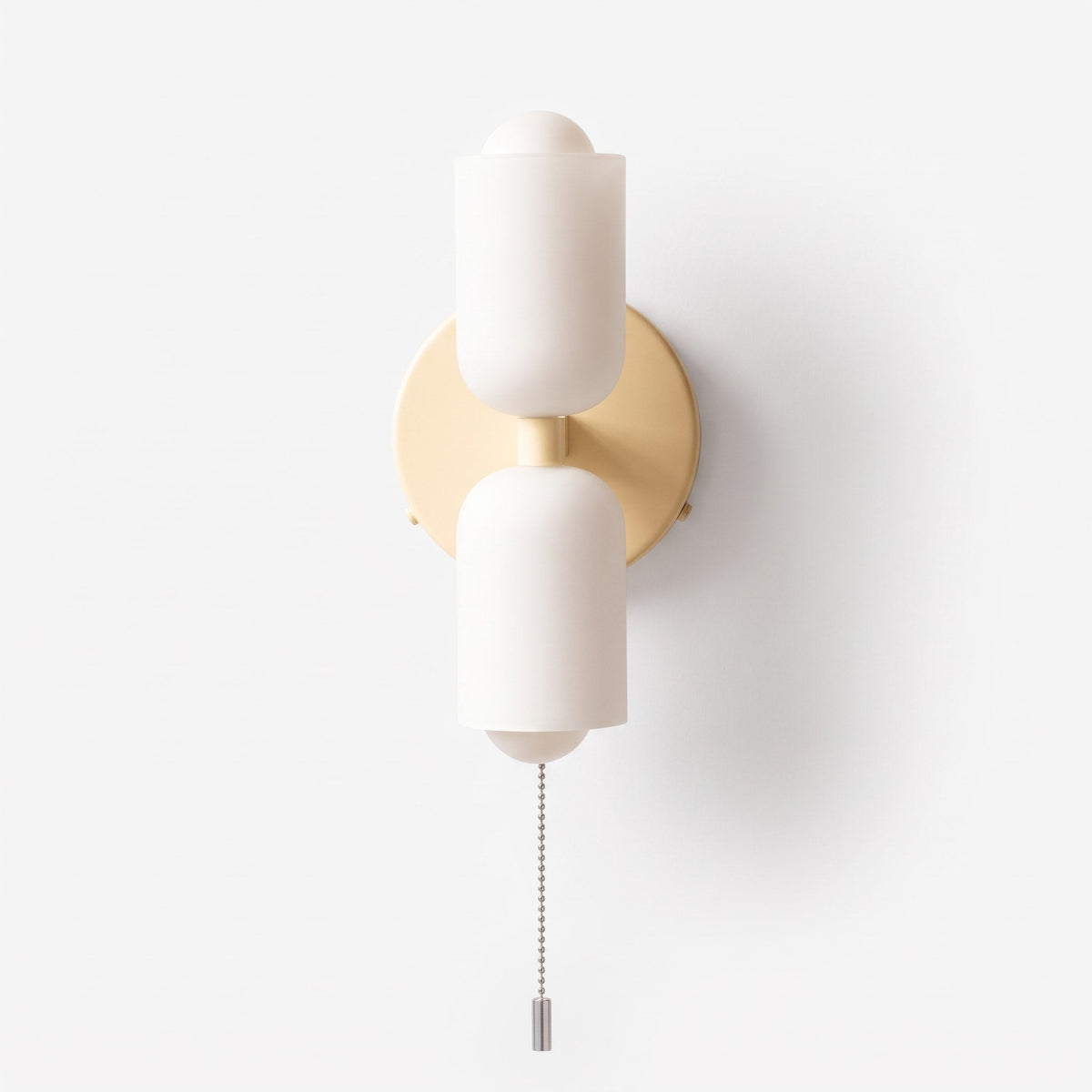 Double Head Wall Lights with Brass Frame and Glass Shades - Wall Light Fixtures - Cream - Seravelle Home