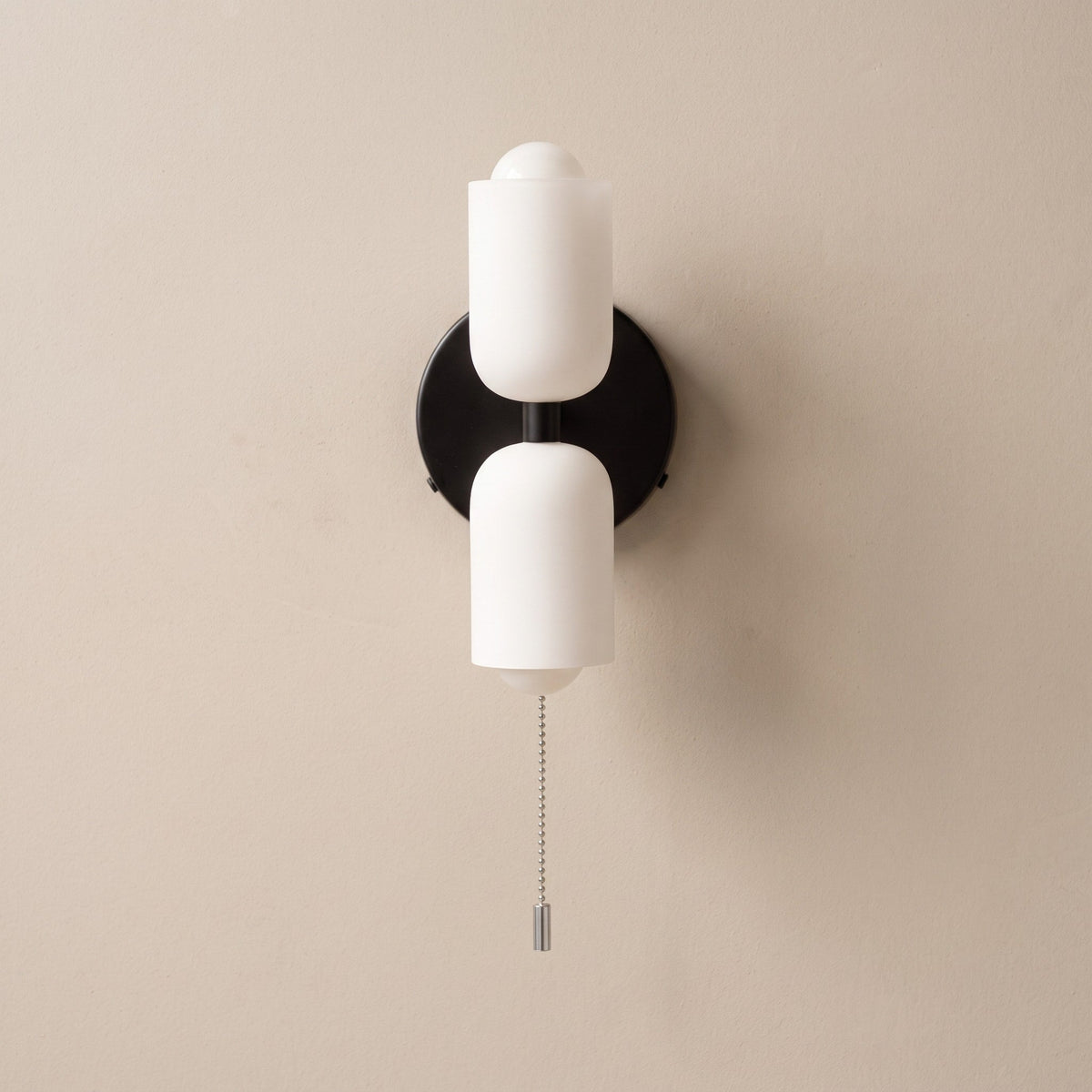 Double Head Wall Lights with Brass Frame and Glass Shades - Wall Light Fixtures - Black - Seravelle Home