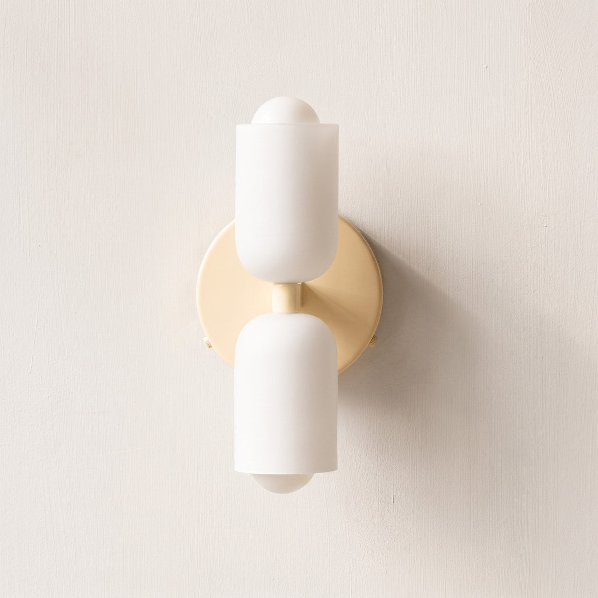 Double Head Wall Lights with Brass Frame and Glass Shades - Wall Light Fixtures - Cream - Seravelle Home
