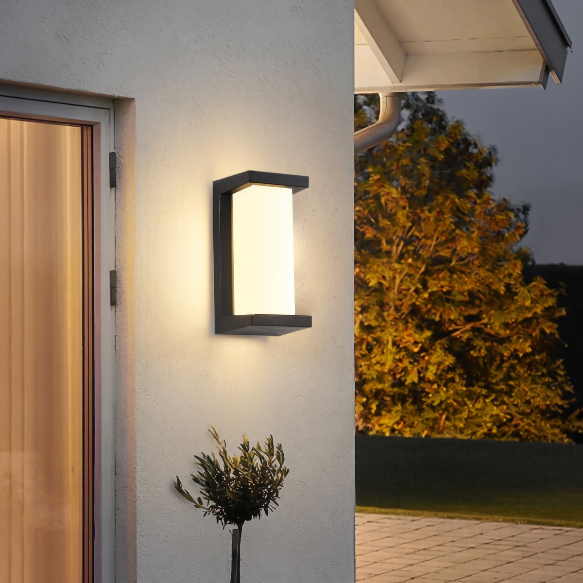 Modern Outdoor Wall Light Rectangular Dark Frame Horizontal or Vertical Mount