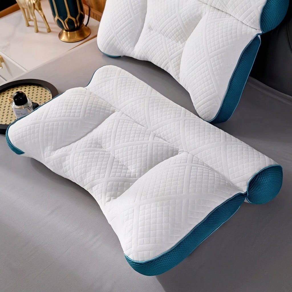 Ergonomic Contour Support Pillow for Neck and Shoulder Comfort - Neck & Cervical Pillow - Blue - Seravelle Home