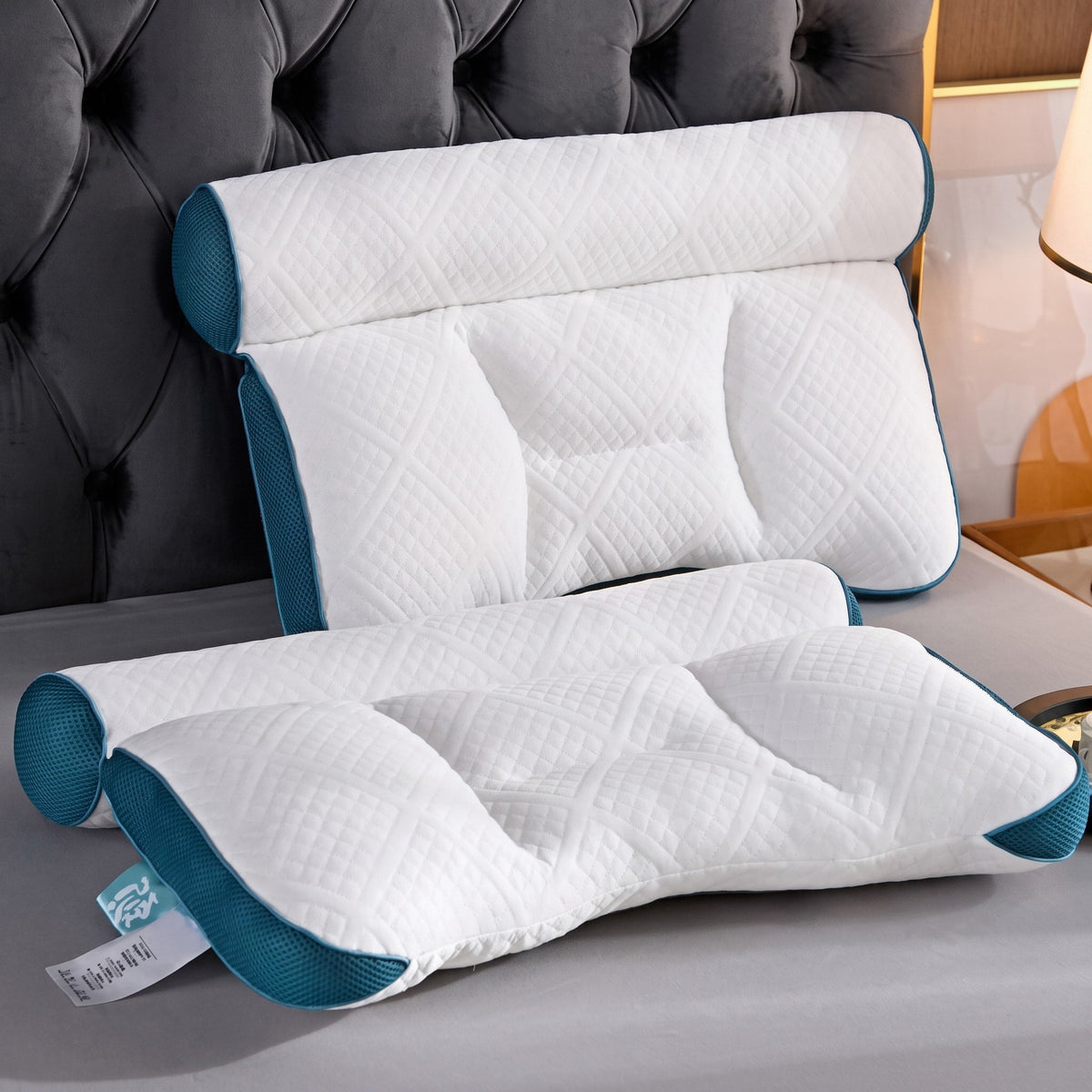 Ergonomic Contour Support Pillow for Neck and Shoulder Comfort - Neck & Cervical Pillow - Blue - Seravelle Home