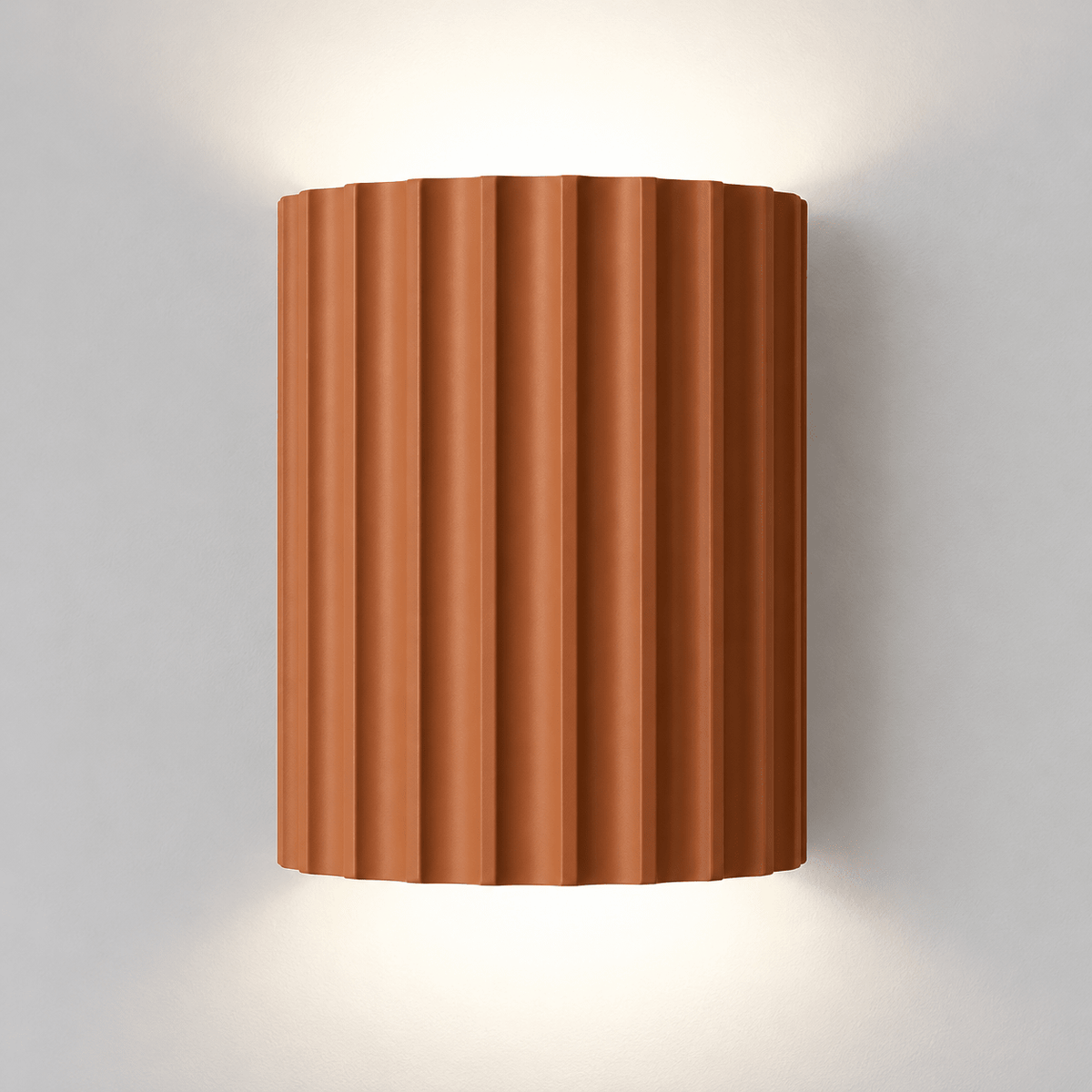 Fluted Wall Light with Ribbed Cylinder Shade Design - Wall Light Fixtures - Orange - Seravelle Home