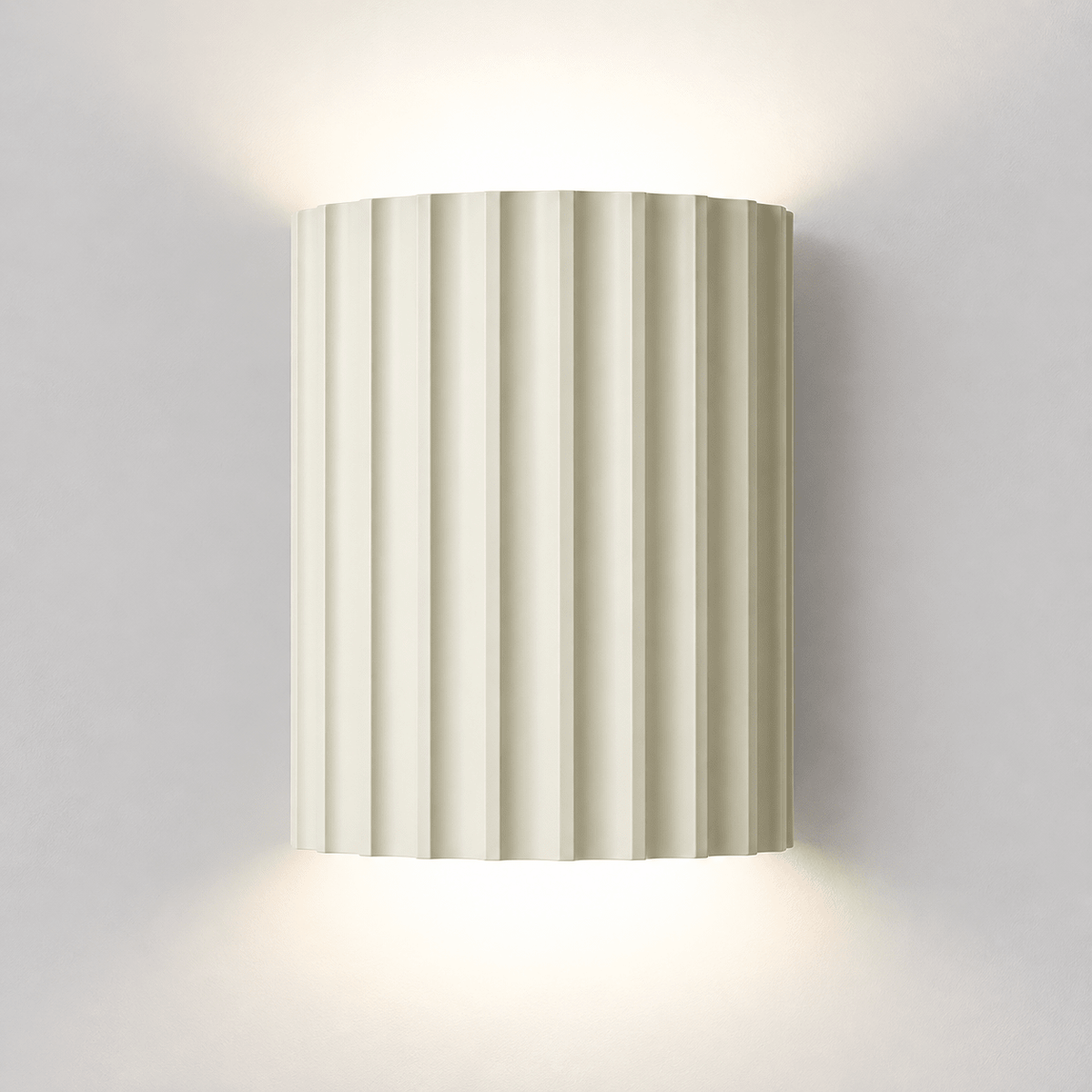 Fluted Wall Light with Ribbed Cylinder Shade Design - Wall Light Fixtures - White - Seravelle Home