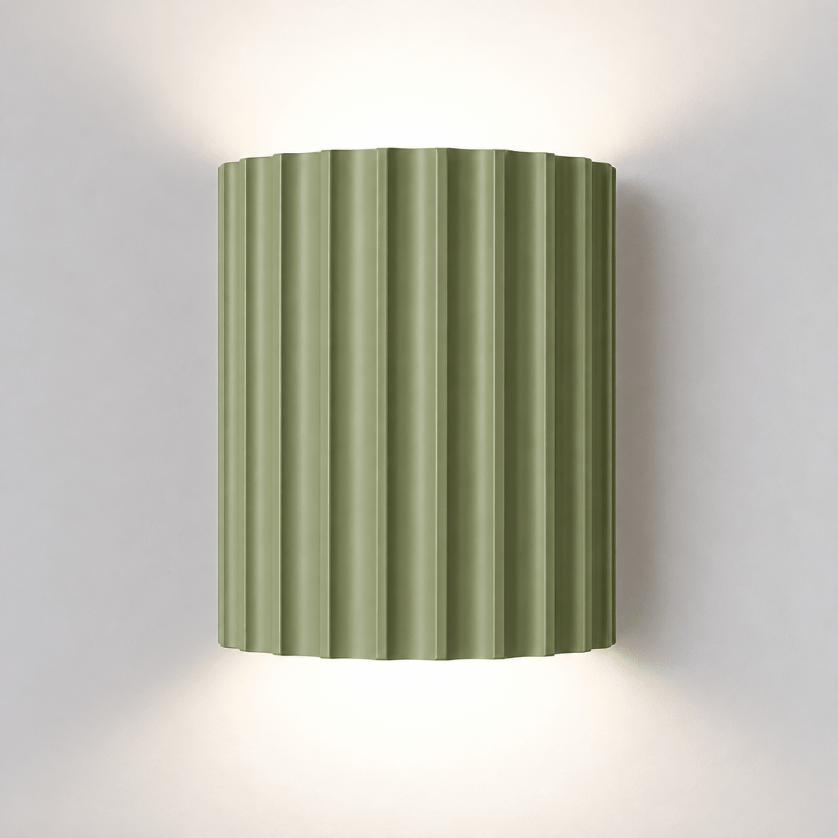 Fluted Wall Light with Ribbed Cylinder Shade Design - Wall Light Fixtures - Green - Seravelle Home