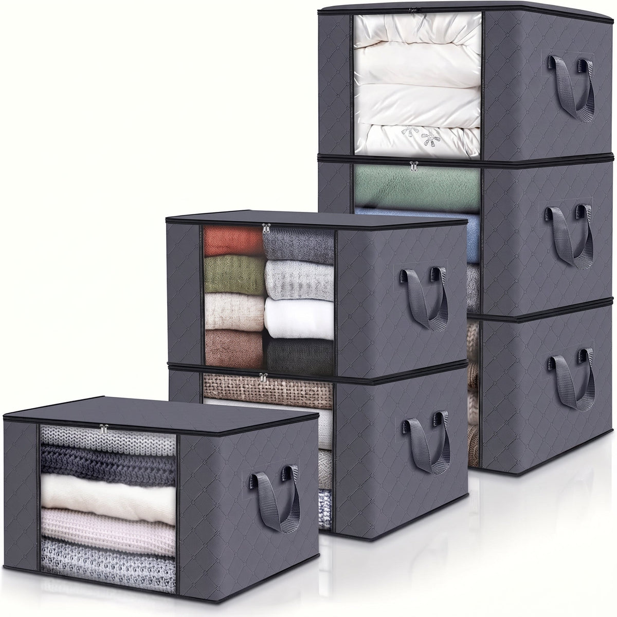 Foldable Storage Bag with Clear Window and Handles - Household Storage Bags - 6 boxes - Seravelle Home
