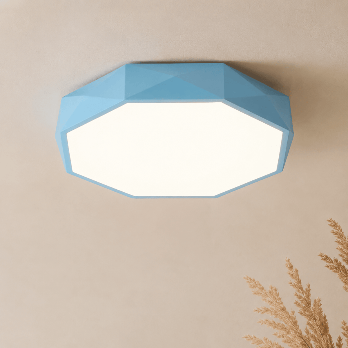 Geometric Faceted LED Ceiling Light Flush Mount Fixture - Ceiling Light Fixtures - Blue - Seravelle Home