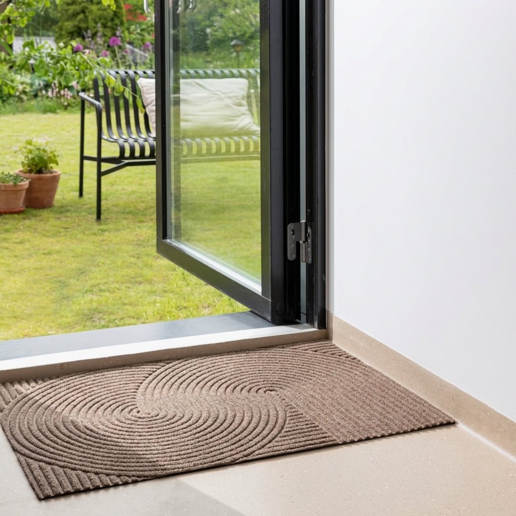 Geometric Striped Structured Entrance Mat - Entrance Mat - Khaki - Seravelle Home