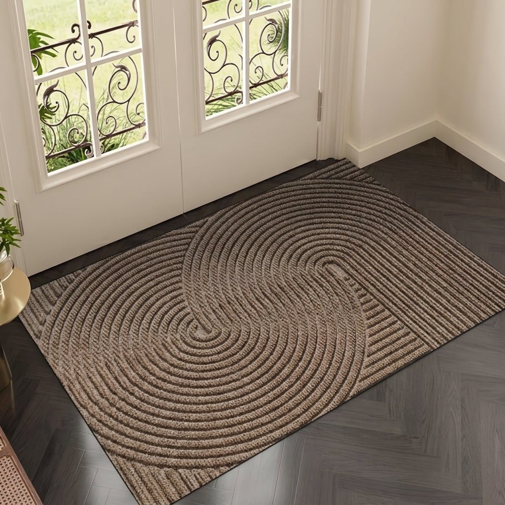 Geometric Striped Structured Entrance Mat - Entrance Mat - Khaki - Seravelle Home
