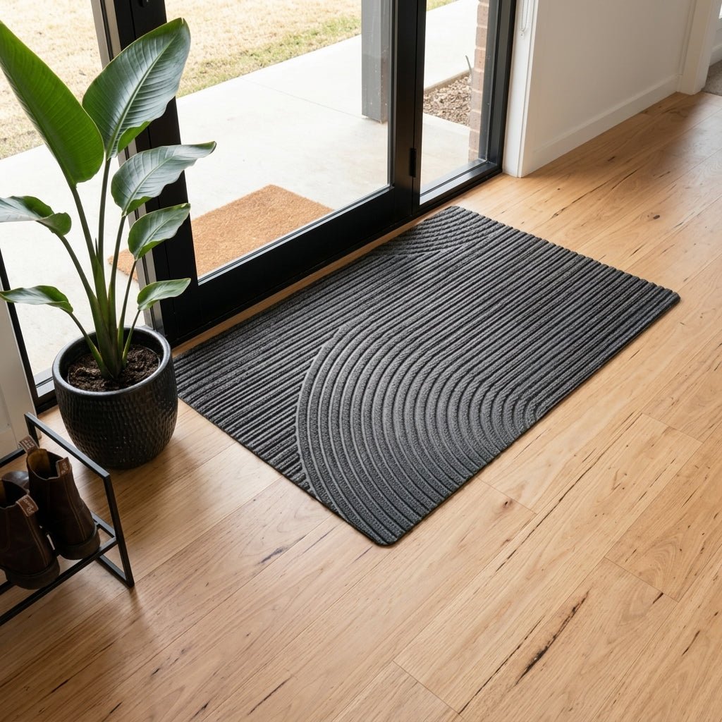 Geometric Striped Structured Entrance Mat - Entrance Mat - Grey - Seravelle Home