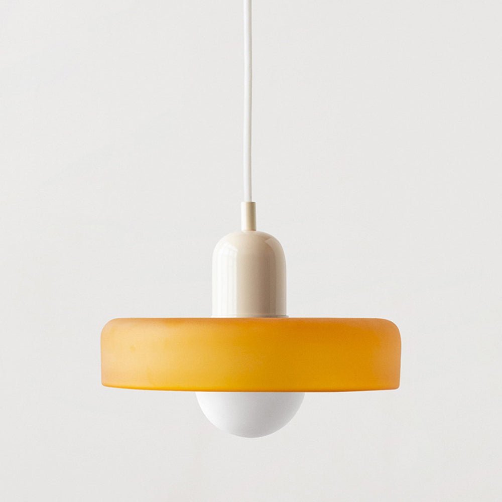 Glass Disc Pendant Light with Dome Shade - Orange - Seravelle Home