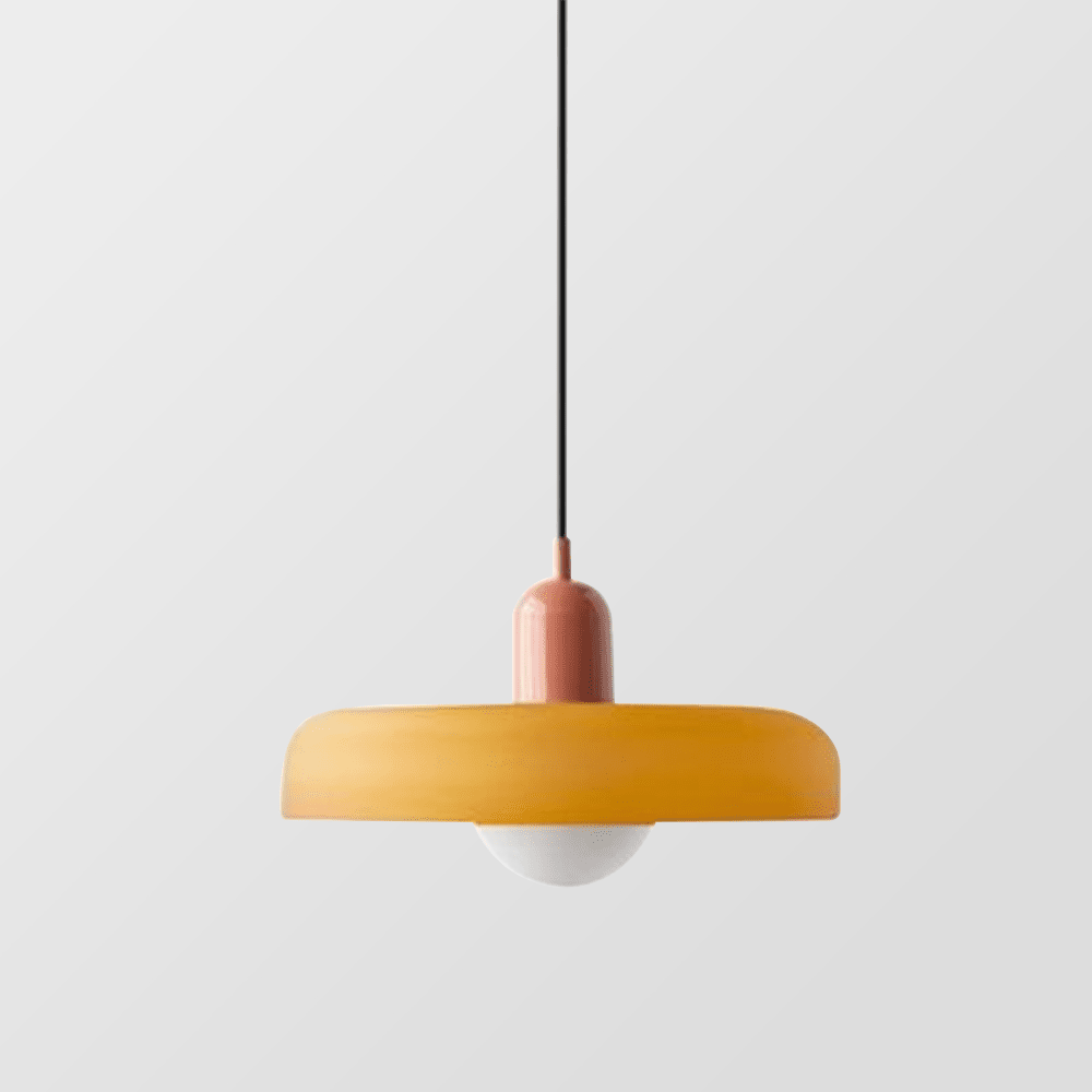 Glass Disc Pendant Light with Dome Shade - Orange - Seravelle Home