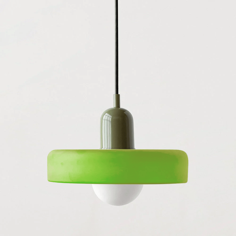 Glass Disc Pendant Light with Dome Shade - Orange - Seravelle Home