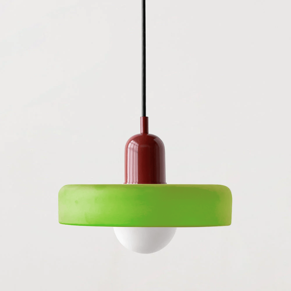 Glass Disc Pendant Light with Dome Shade - Orange - Seravelle Home