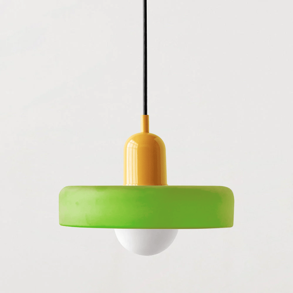 Glass Disc Pendant Light with Dome Shade - Orange - Seravelle Home