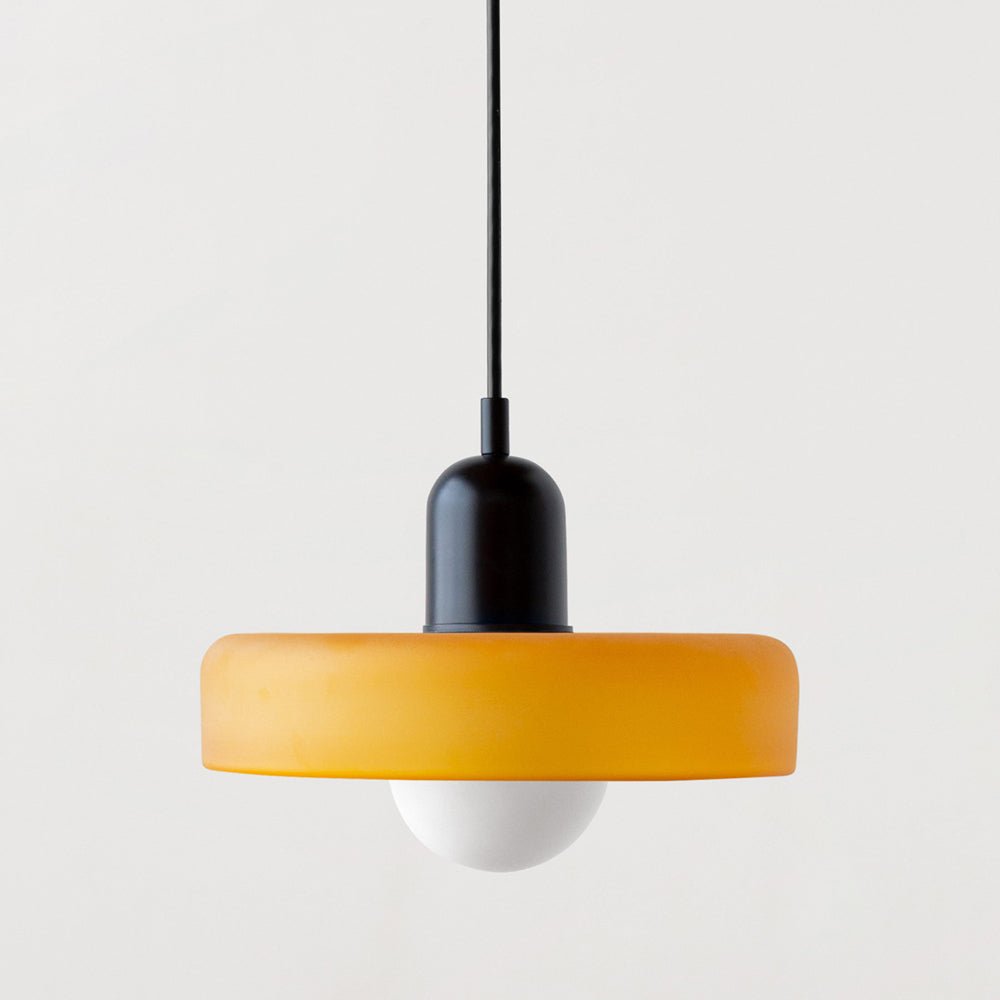 Glass Disc Pendant Light with Dome Shade - Orange - Seravelle Home