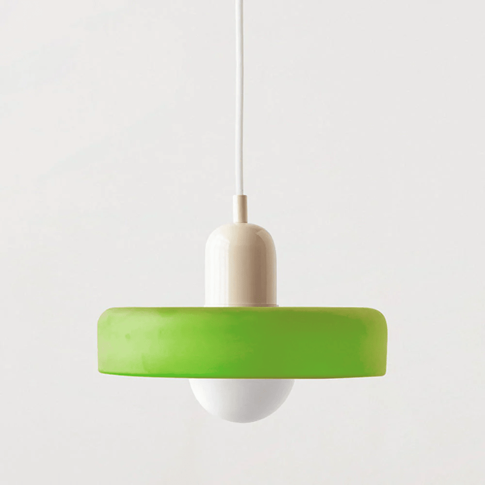 Glass Disc Pendant Light with Dome Shade - Orange - Seravelle Home