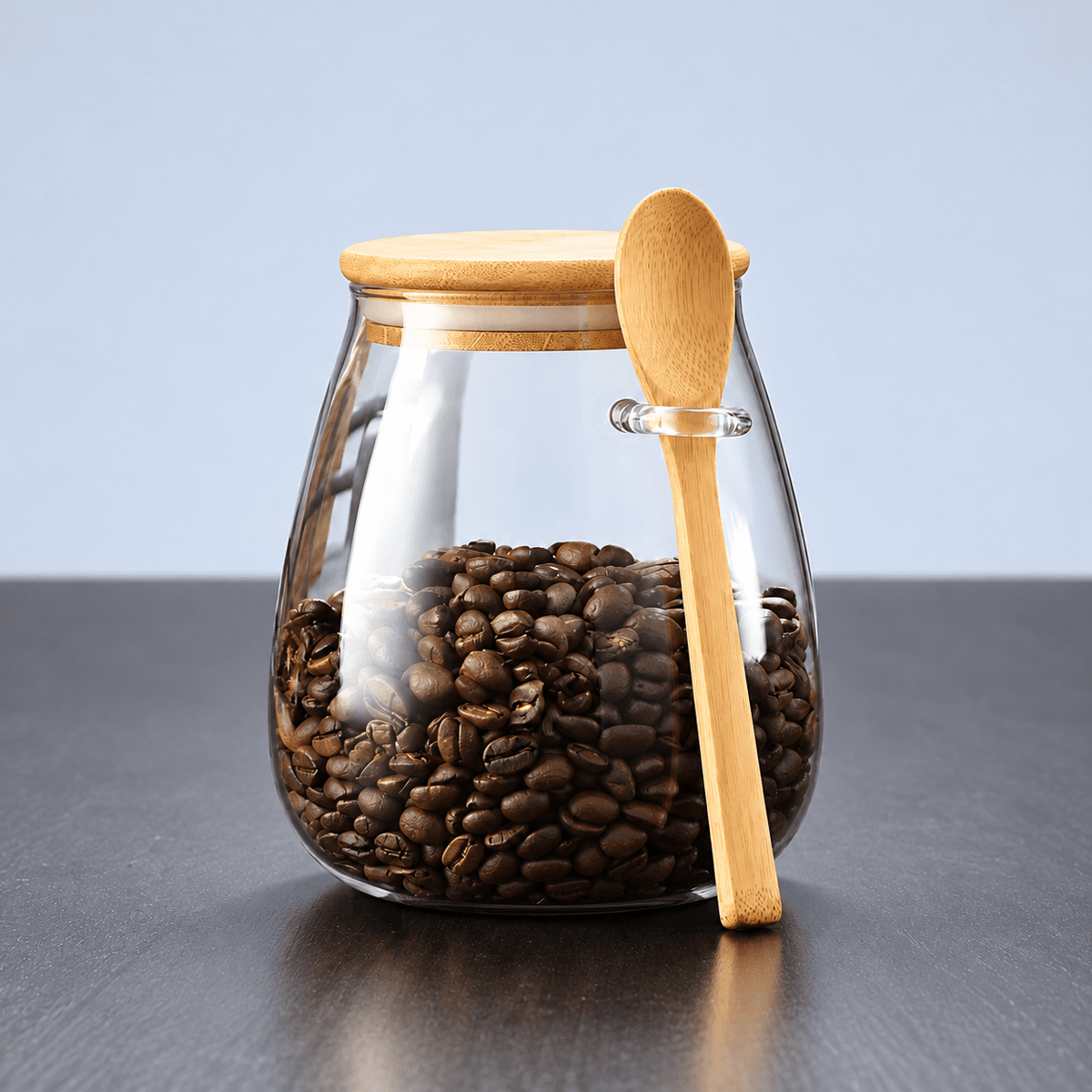 Glass Storage Jar with Bamboo Lid and Spoon - Food Storage Containers - Large - Seravelle Home
