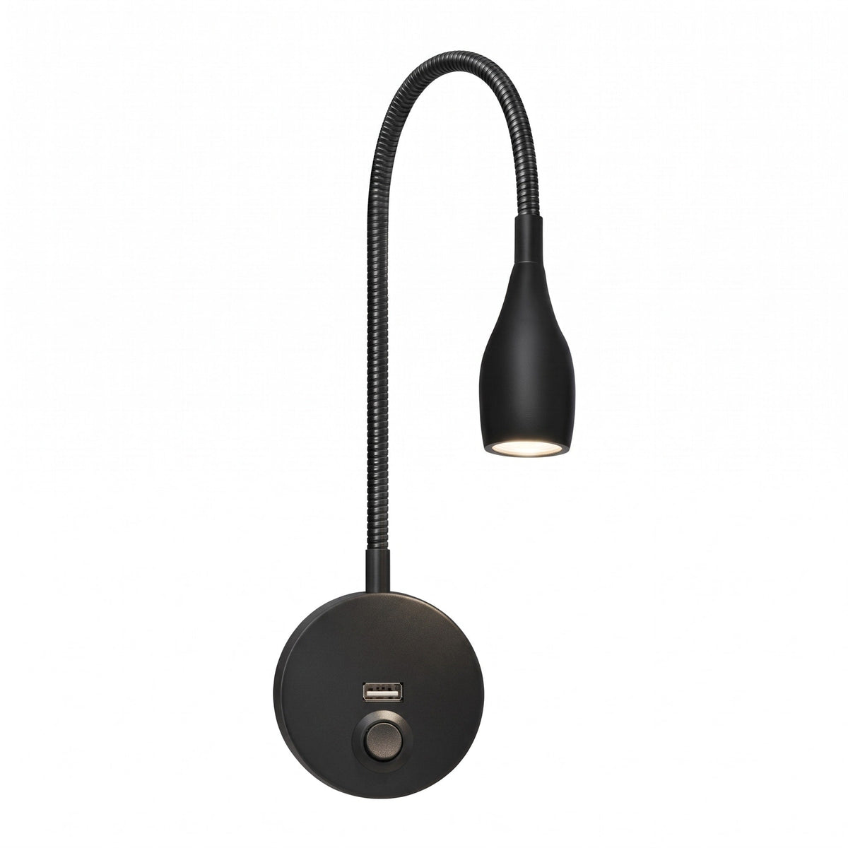 Gooseneck LED Wall Lamp with Flexible Arm and USB Charging Port - Wall Light Fixtures - Warm Light - Seravelle Home