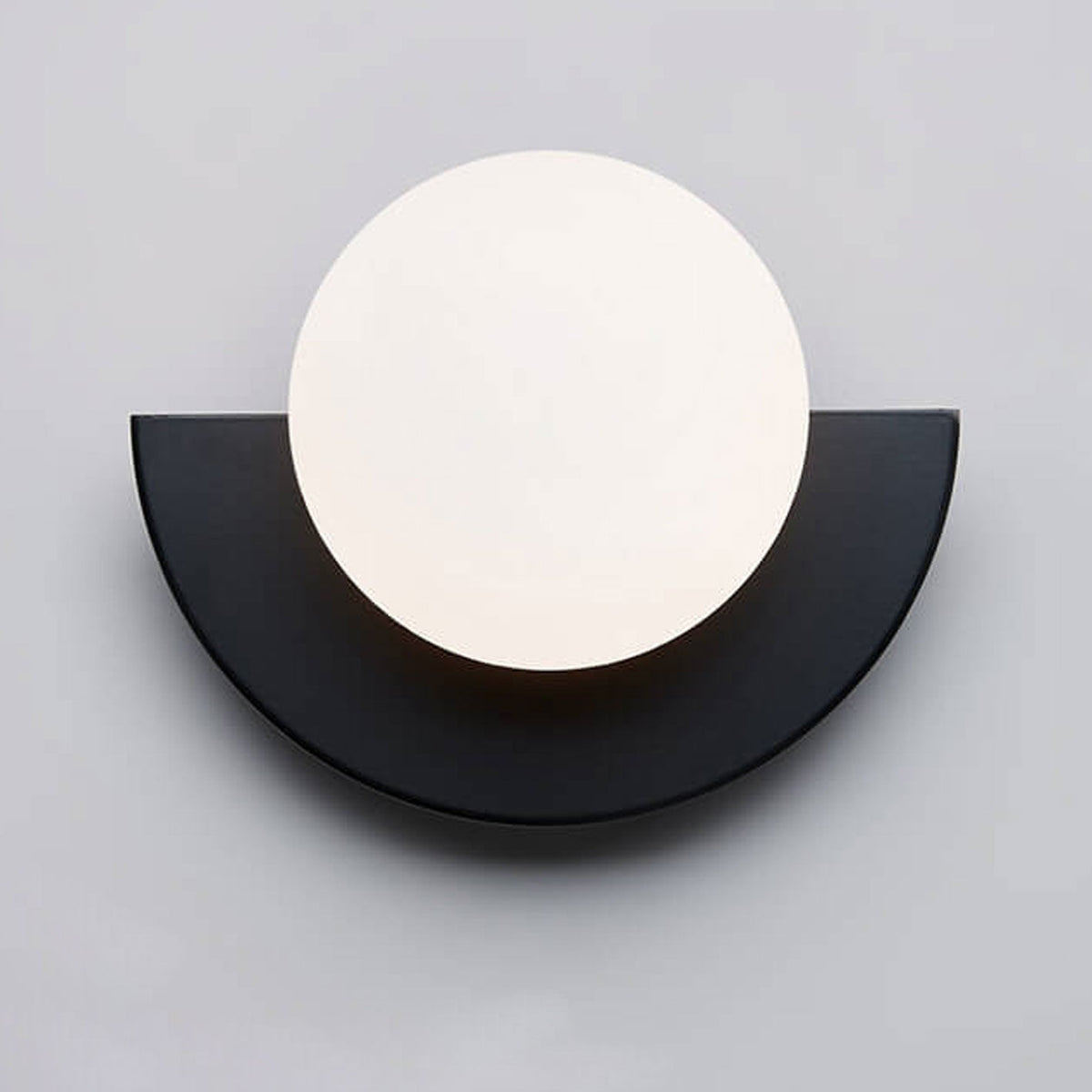 Half Moon Wall Sconce with Round Glass Globe Shade - Wall Light Fixtures - Black - Seravelle Home