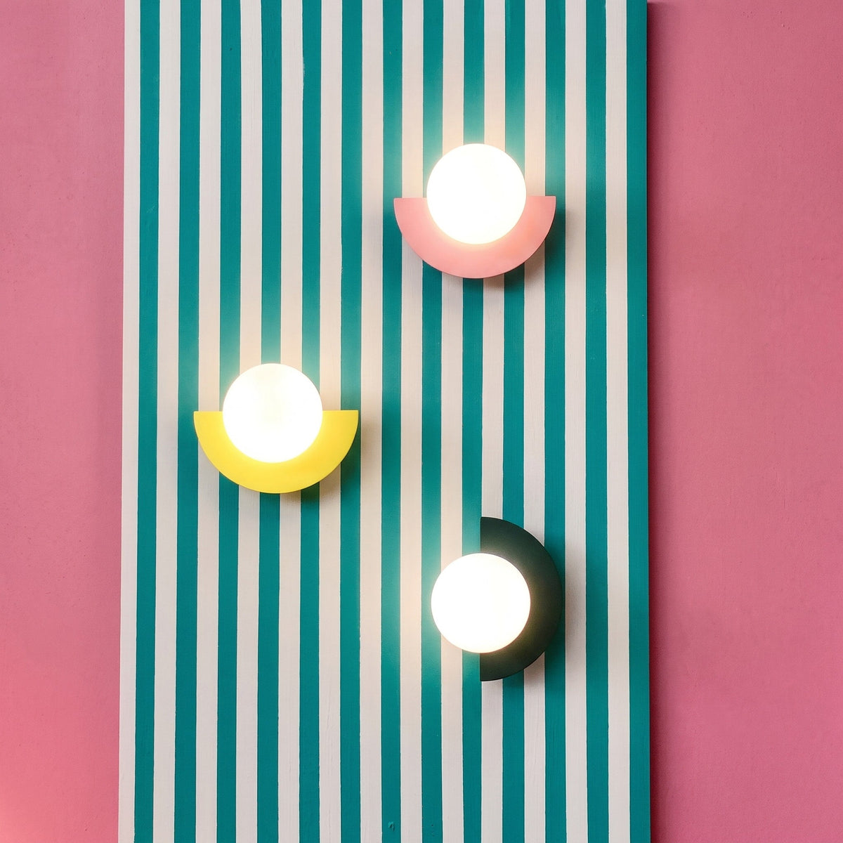 Half Moon Wall Sconce with Round Glass Globe Shade - Wall Light Fixtures - Green - Seravelle Home