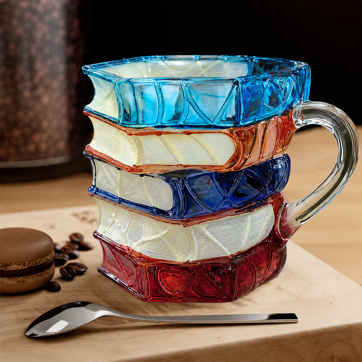 Handmade 3D Reading Mugs Made of Glass with Book Motif - Mugs - Seravelle Home