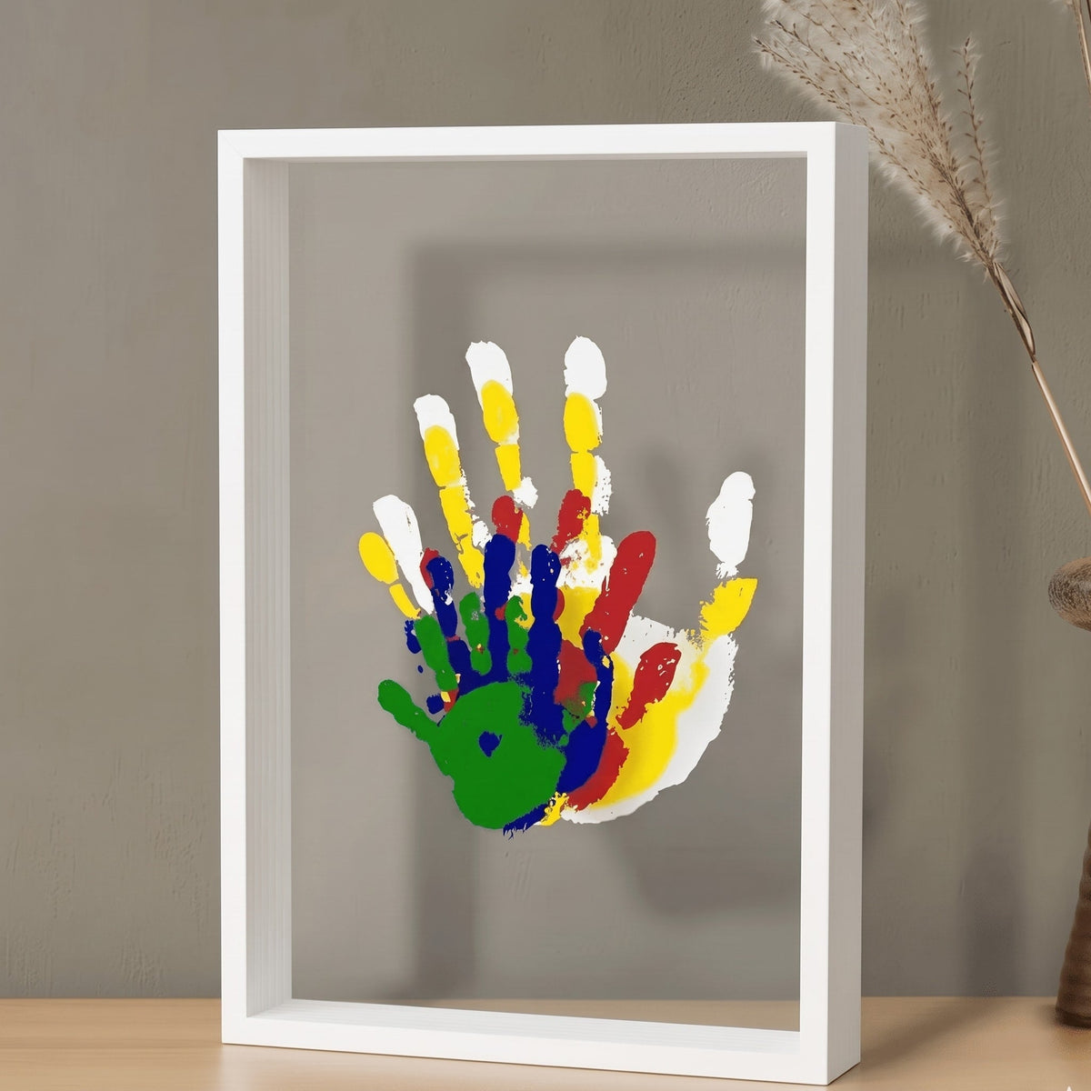 Handprint Keepsake Photo Frame with Glass Display Panel - Picture Frames - White - Seravelle Home