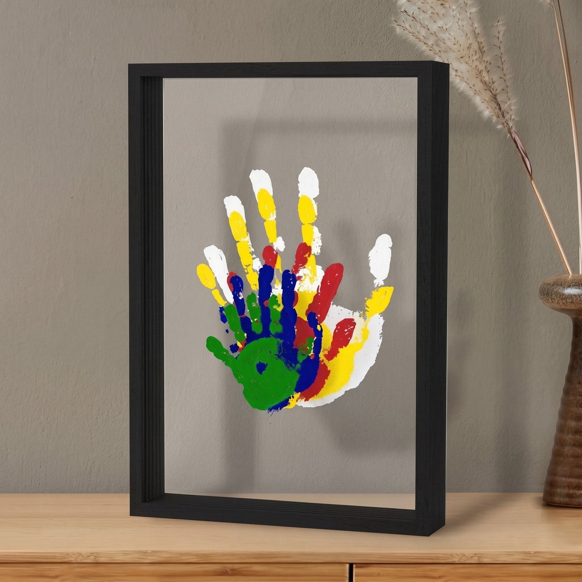 Handprint Keepsake Photo Frame with Glass Display Panel - Picture Frames - Black - Seravelle Home