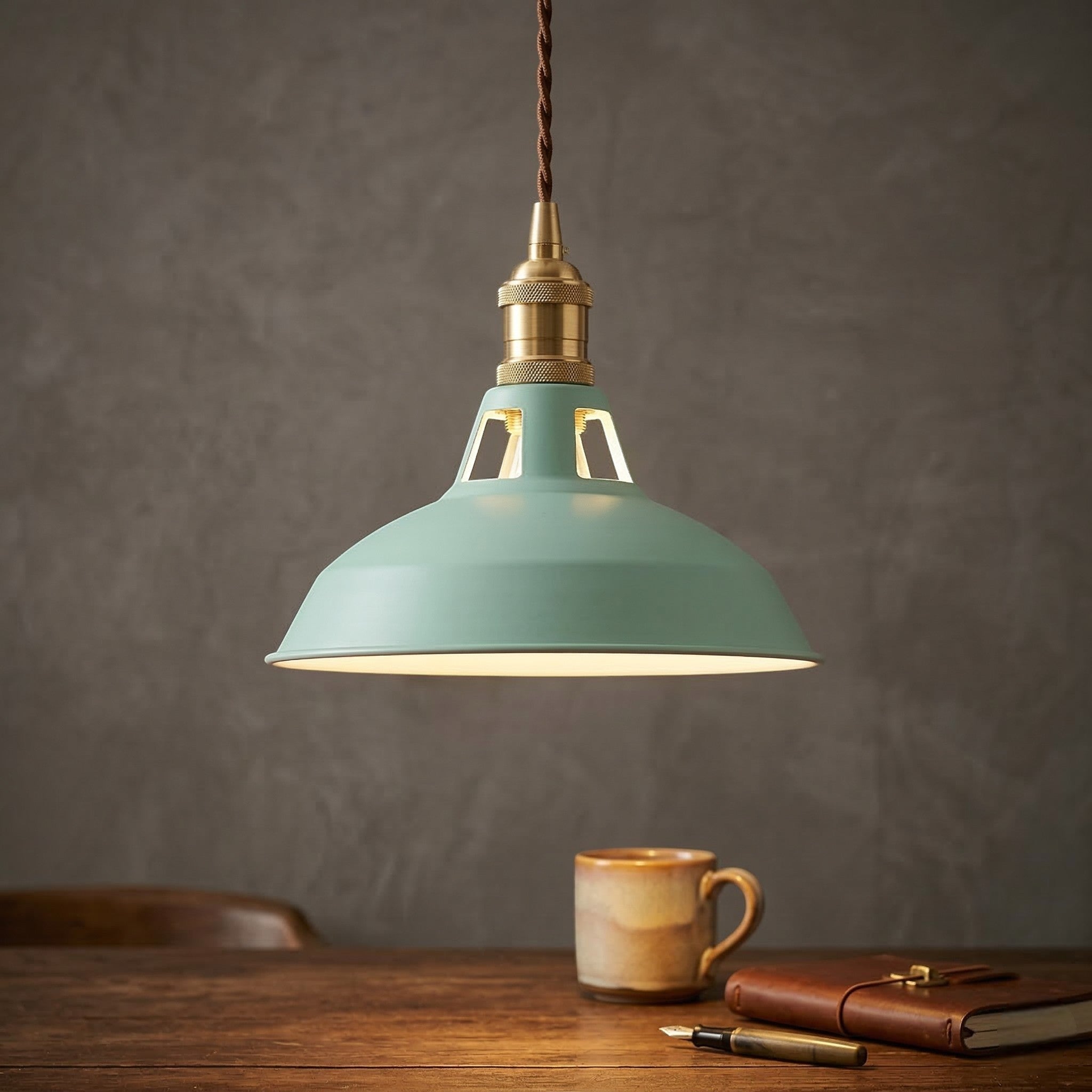 Industrial Pendant Light in Colourful Dome Design - Pendants - Green - Seravelle Home