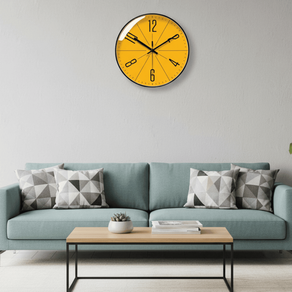 Milan – Nordic Style Wall Clock with Precision Movement - Wall Clocks - Black frame with orange dial - Seravelle Home