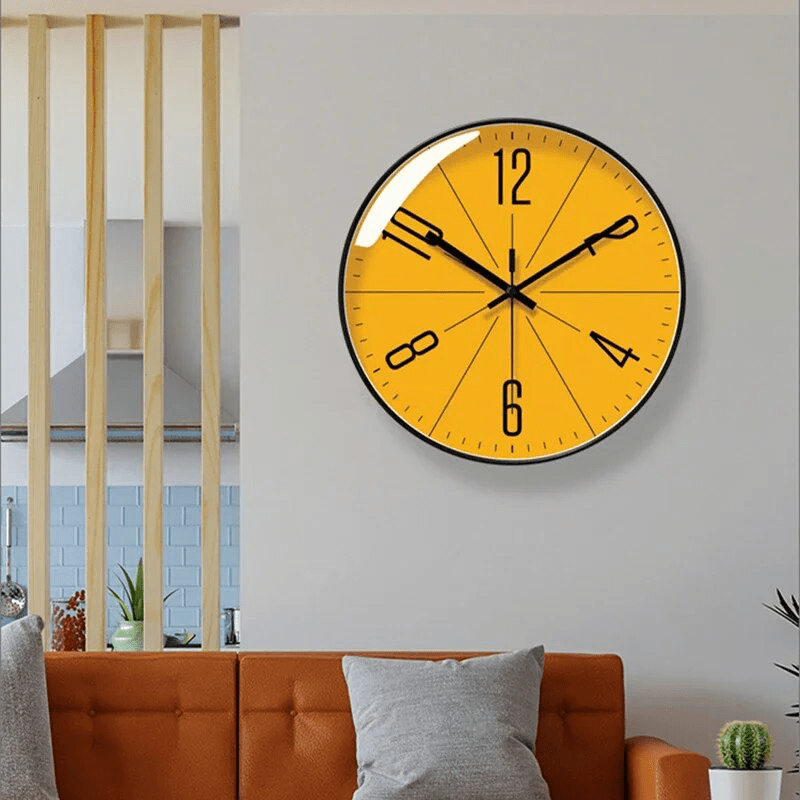 Milan – Nordic Style Wall Clock with Precision Movement - Wall Clocks - Black frame with orange dial - Seravelle Home