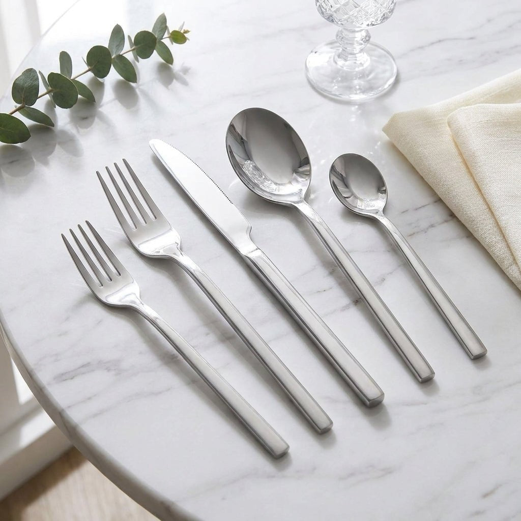 Minimalist Stainless Steel Cutlery Set 30-Piece - Kitchen Utensils - Silver - Seravelle Home