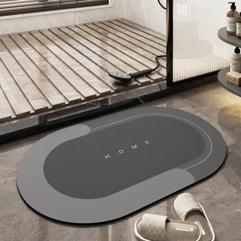 Modern Minimalist Quick-Drying Bathroom & Entrance Runner - Bath Mat - Black - Seravelle Home