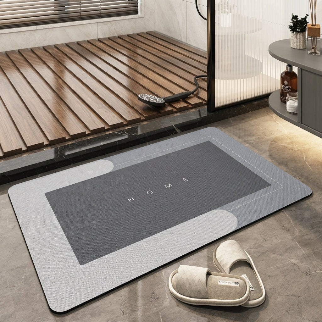 Modern Minimalist Quick-Drying Bathroom & Entrance Runner - Bath Mat - Grey - Seravelle Home