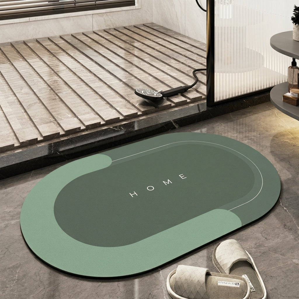 Modern Minimalist Quick-Drying Bathroom & Entrance Runner - Bath Mat - Green - Seravelle Home