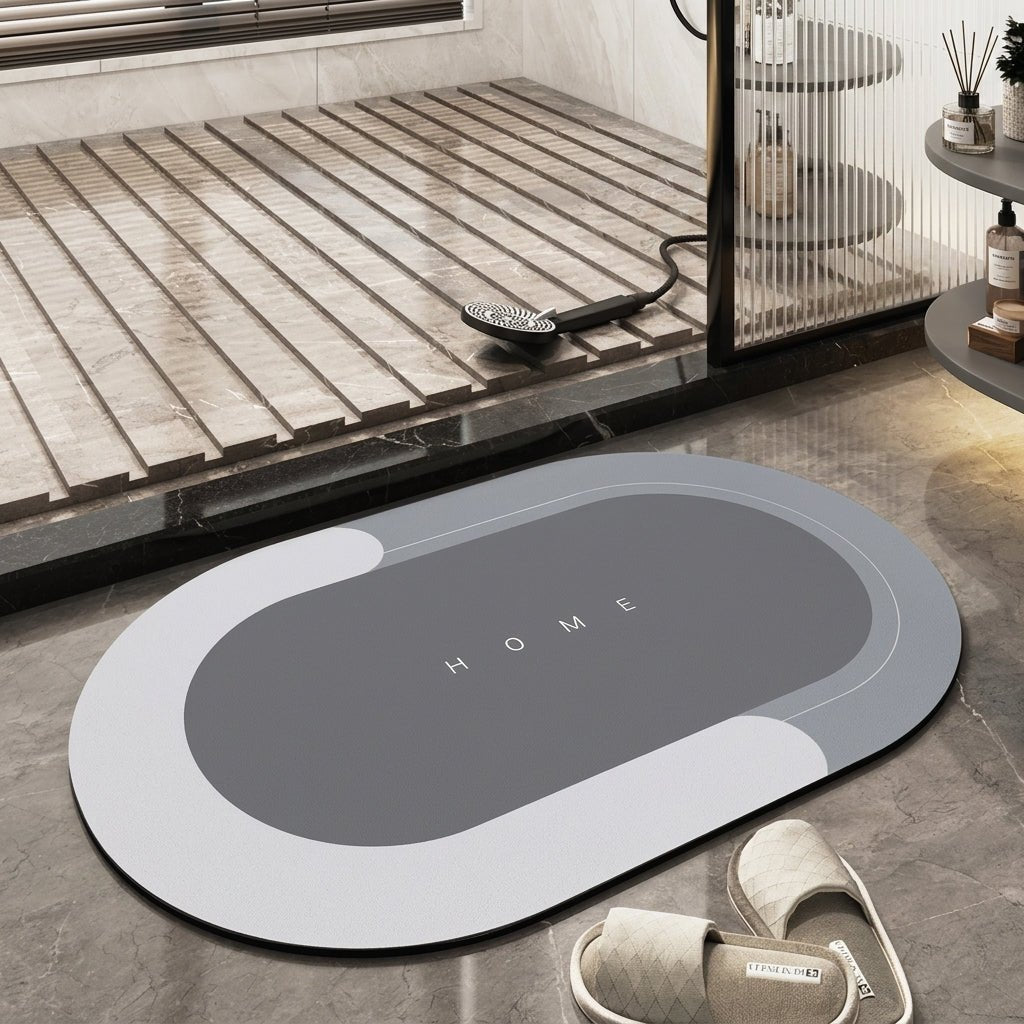 Modern Minimalist Quick-Drying Bathroom & Entrance Runner - Bath Mat - Grey - Seravelle Home