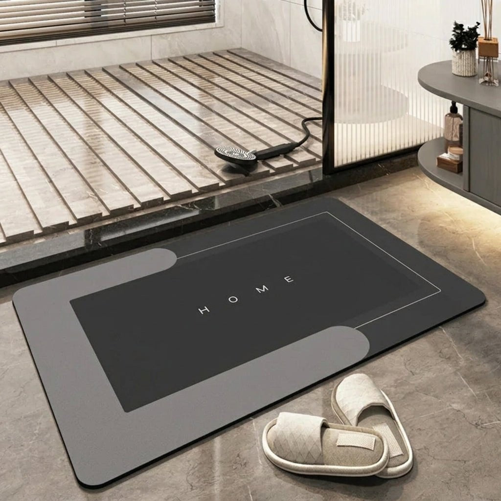Modern Minimalist Quick-Drying Bathroom & Entrance Runner - Bath Mat - Black - Seravelle Home