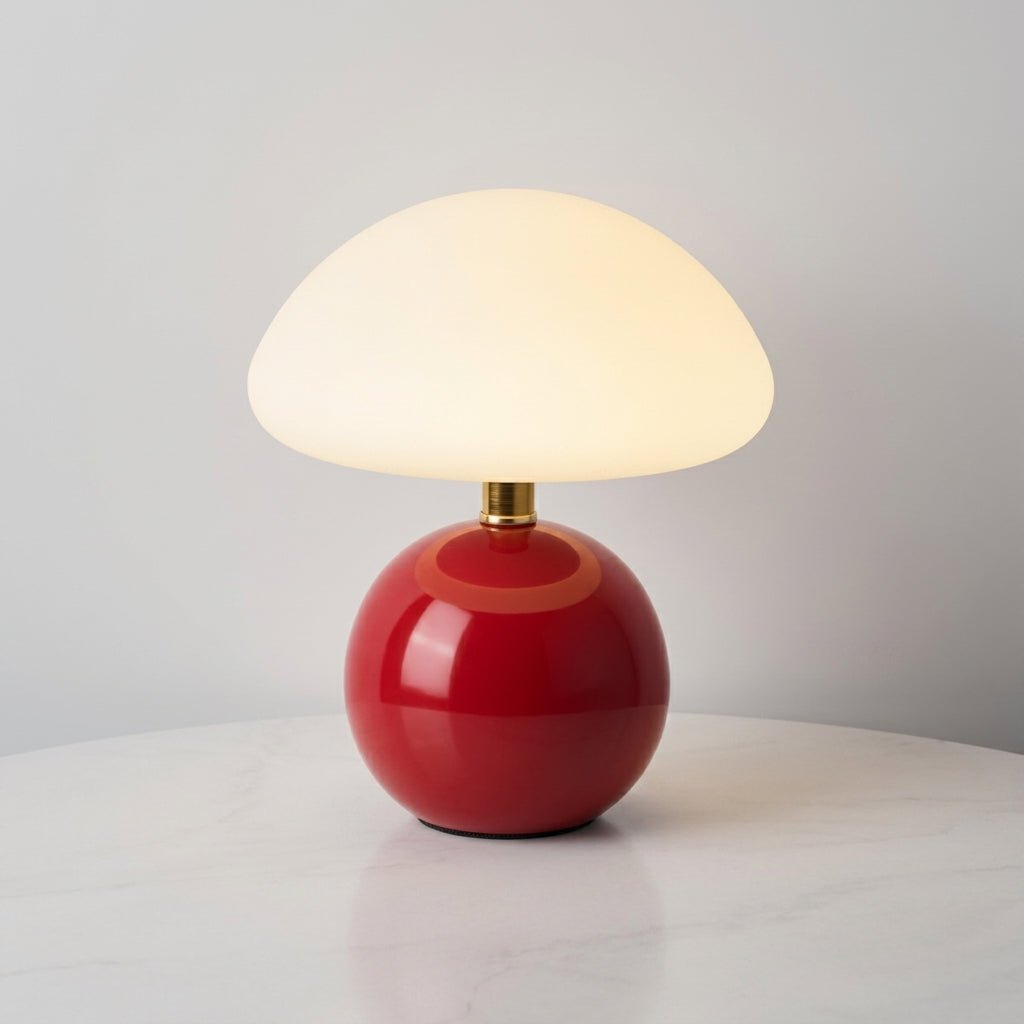 Mushroom Table Lamp with Dome Shade and Round Ball Base - Table lamps - Red - Seravelle Home