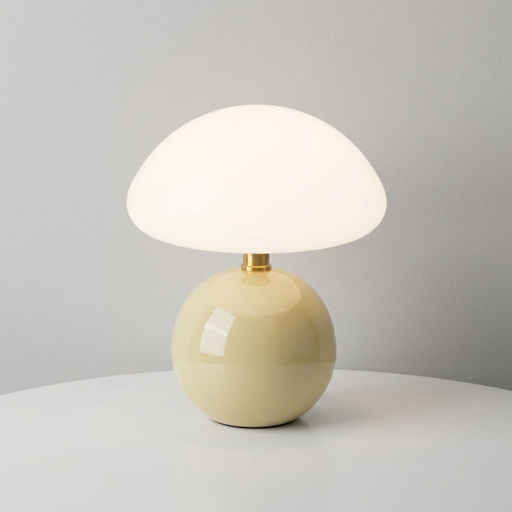 Mushroom Table Lamp with Dome Shade and Round Ball Base - Table lamps - Beige - Seravelle Home