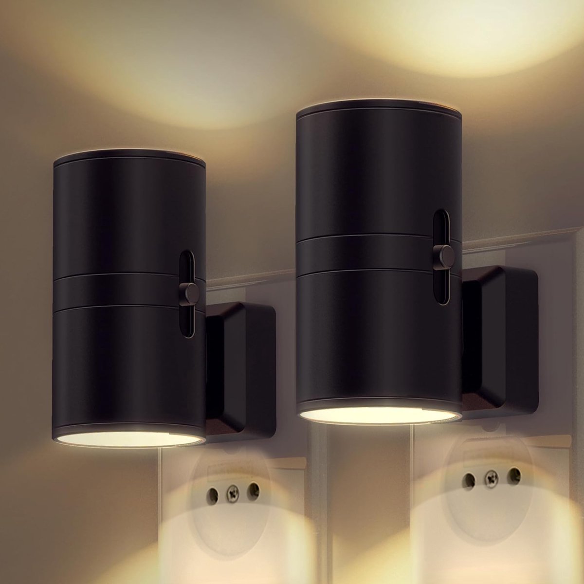Plug-In Cylinder Wall Light with Automatic Night Sensor - Wall Light Fixtures - Seravelle Home