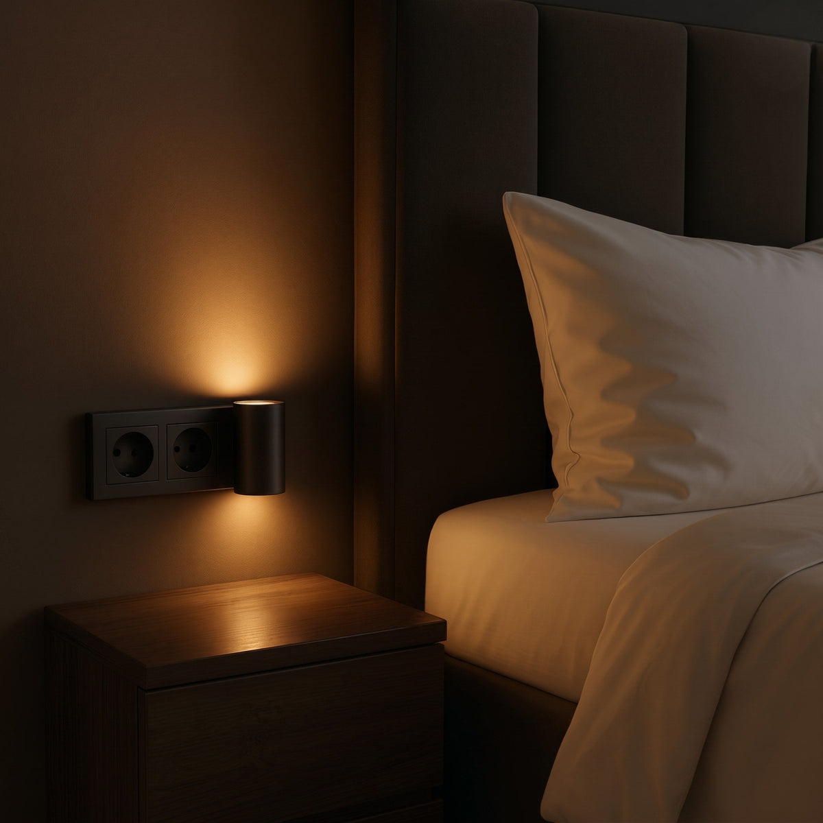 Plug In Wall Lamp with Adjustable Night Light Sensor - Night Lights & Ambient Lighting - Black - Seravelle Home
