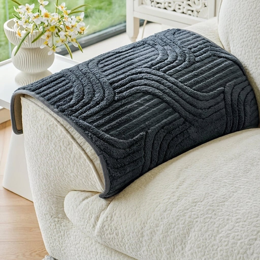 Quilted Sofa Cover with Wave Pattern and Textured Surface - Sofa Cover - Dark Grey - Seravelle Home
