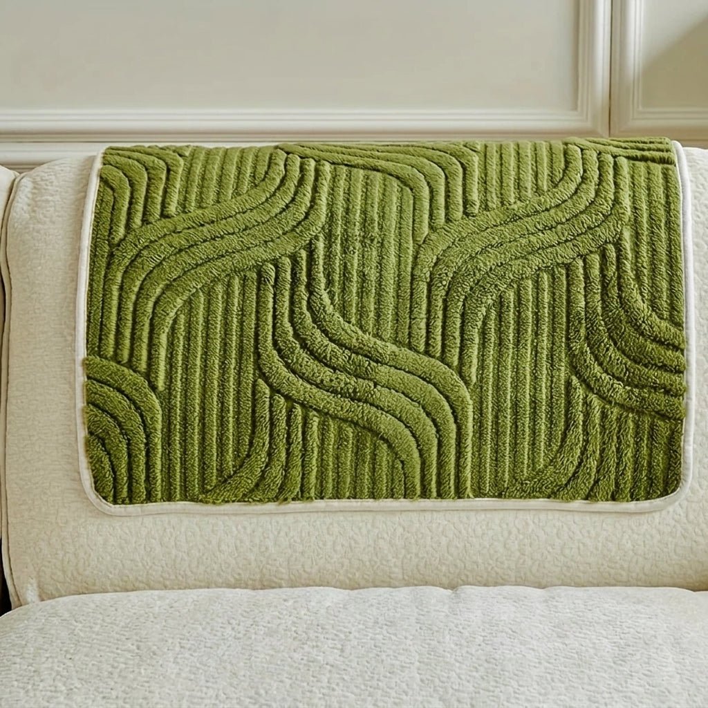 Quilted Sofa Cover with Wave Pattern and Textured Surface - Sofa Cover - Green - Seravelle Home