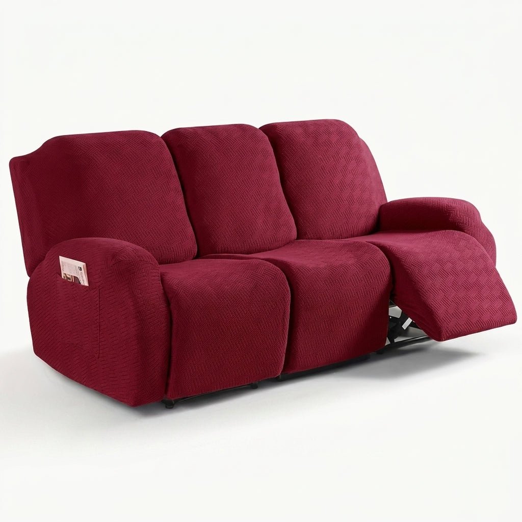 Recliner Chair Cover with Side Pocket - Sofa Cover - Burgundy - Seravelle Home
