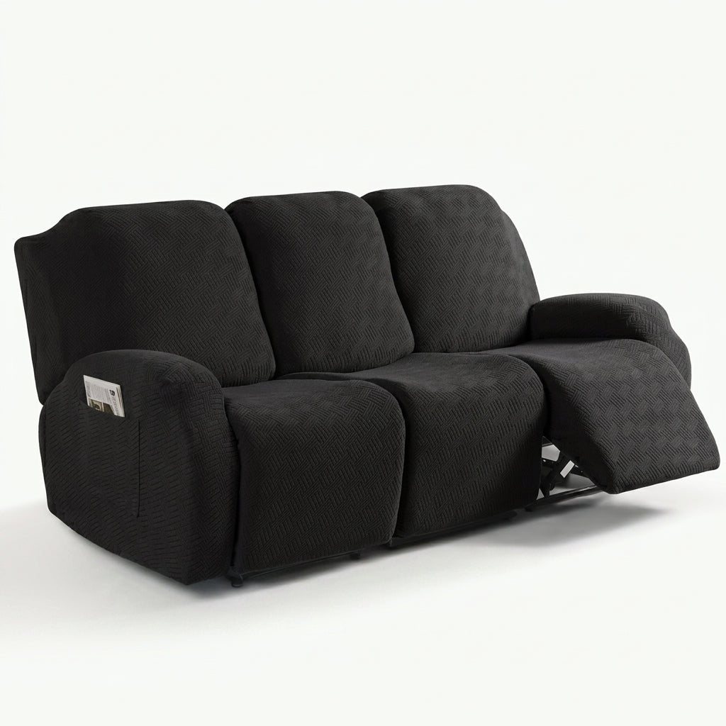 Recliner Chair Cover with Side Pocket - Sofa Cover - Black - Seravelle Home