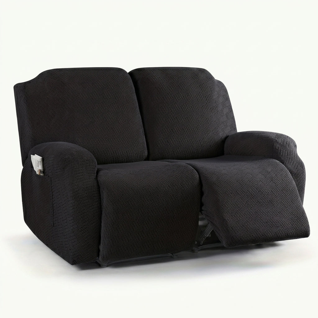 Recliner Chair Cover with Side Pocket - Sofa Cover - Black - Seravelle Home
