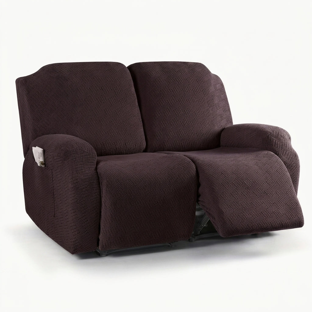 Recliner Chair Cover with Side Pocket - Sofa Cover - Dark Brown - Seravelle Home