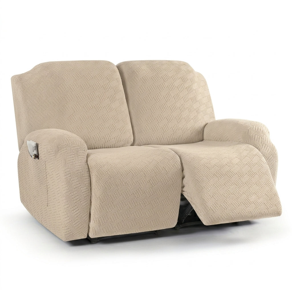 Recliner Chair Cover with Side Pocket - Sofa Cover - Beige - Seravelle Home