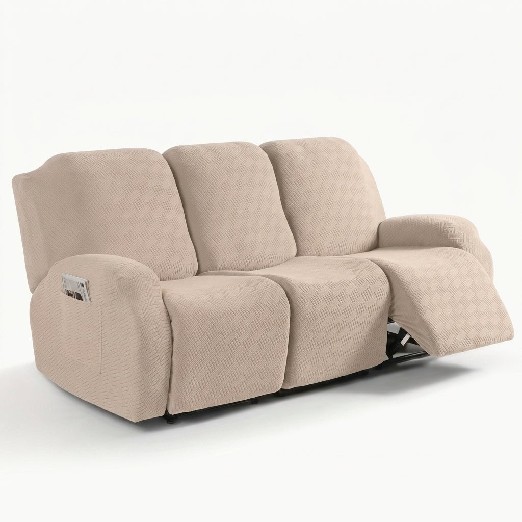 Recliner Chair Cover with Side Pocket - Sofa Cover - Beige - Seravelle Home