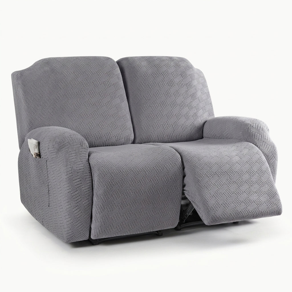 Recliner Chair Cover with Side Pocket - Sofa Cover - Light Grey - Seravelle Home
